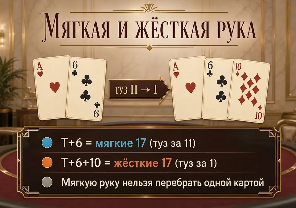 Инфографика: в чём разница между мягкой и жёсткой рукой в блэкджеке