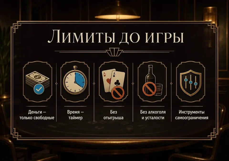 Схема лимитов, которые стоит установить до начала игры: деньги и время