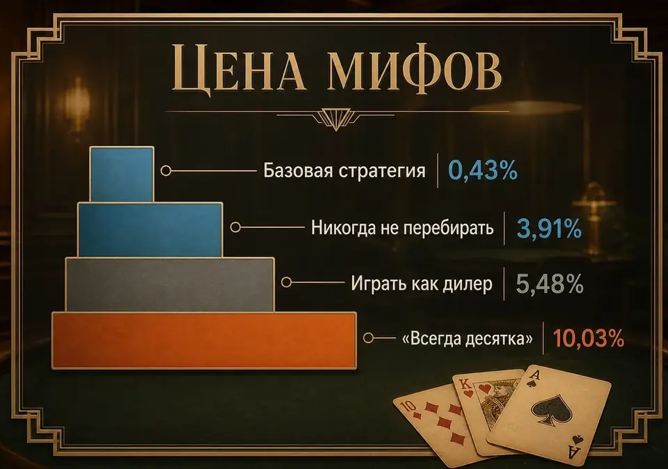 Схема цены мифов: насколько народные стратегии увеличивают преимущество казино